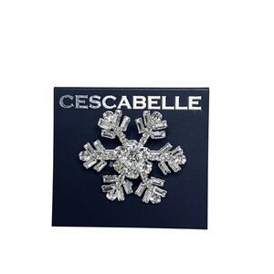 Cescabelle Silver Tone And Clear Rhinestone Snowflake Brooch (6201)
